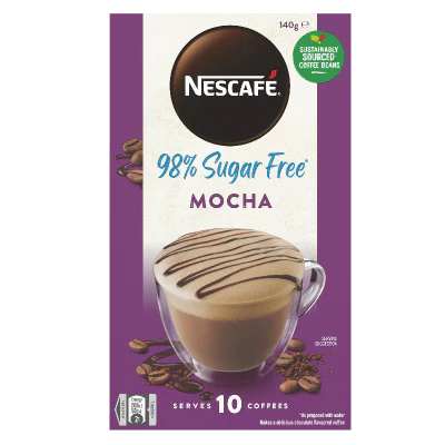 Nescafe 98% Sugar Free Mocha Coffee Sachets 10 x 14g