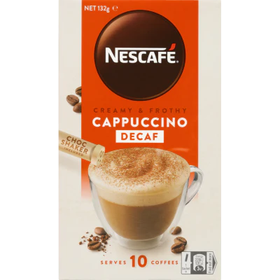 Nescafe Cappuccino Decaf Coffee Sachets 10pk