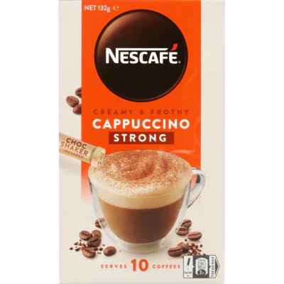 Nescafe Cappuccino Strong Coffee Sachets 10x 13.2g