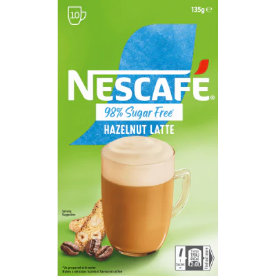 Nescafe NESCAFE COFFE 98% SUGAR FREE HAZELNUT 10 PACK 13.5G 10pk