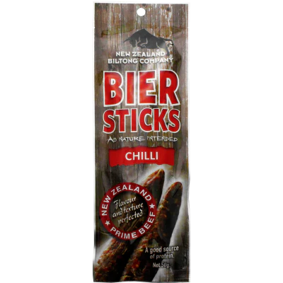 New Zealand Biltong Bier Sticks Chilli Cured Meat 50g