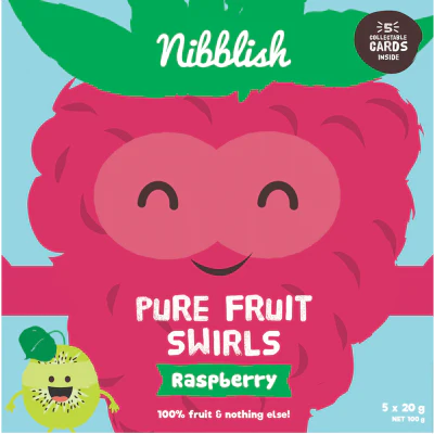 Nibblish Raspberry Pure Fruit Swirls 5 x 20g