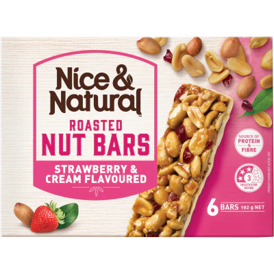 Nice & Natural Strawberry & Cream Roasted Nut Bars 6 x 32g