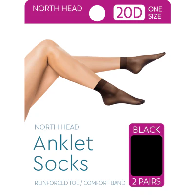 North Head Black 20 Denier Anklet Socks 2ea