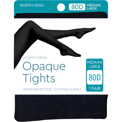 North Head Black 80 Denier Opaque Tights Medium/Large 1ea