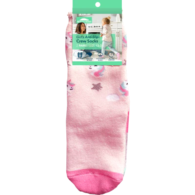 North Head Girl's Anti-Slip Crew Socks Size 13-3 1ea