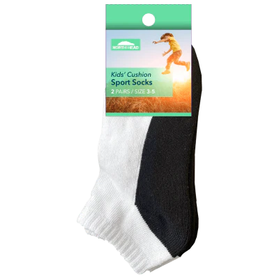 North Head Kid's Cushion Sport Socks Size 3-5 Assorted 2ea