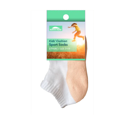North Head Kid's Cushion Sports Socks Size 7-11 Assorted 2ea
