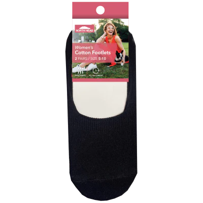 North Head Women's Cotton Footlets Size 5-10 Assorted 2ea