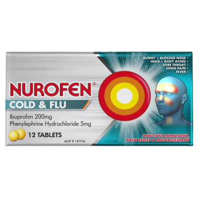 Nurofen Cold & Flu Pe 200mg Ibuprofen Tablets 12pk