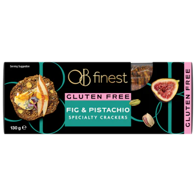 OB Finest Gluten Free Fig & Pistachio Speciality Crackers 130g