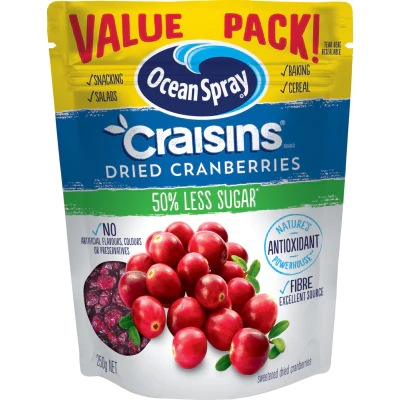 Ocean Spray 50% Less Sugar Craisins 250g