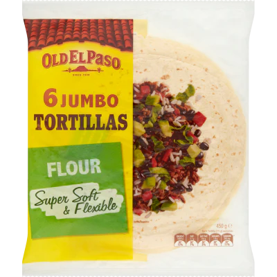 Old El Paso Flour Soft & Flexible Jumbo Tortillas 450g