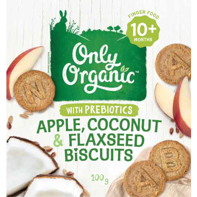 Only Organic Apple Coconut & Flaxseed Biscuits 10+ Months 100g