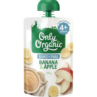 Only Organic Banana & Apple 4+ Months 120g