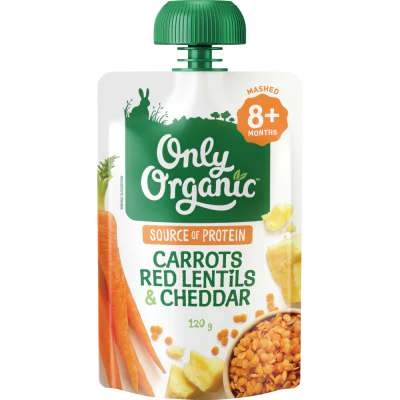 Only Organic Carrots Red Lentil & Cheddar 8+ Months 120g