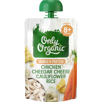 Only Organic Chicken Cheddar Cheese Cauliflower Rice 8+ Months 120g