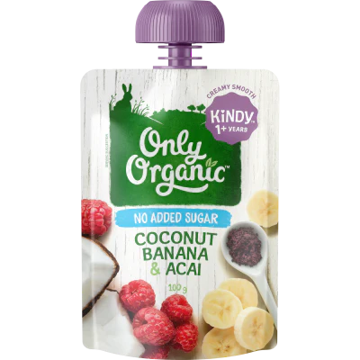 Only Organic Coconut Banana & Acai Kindy 1+ Years 100g