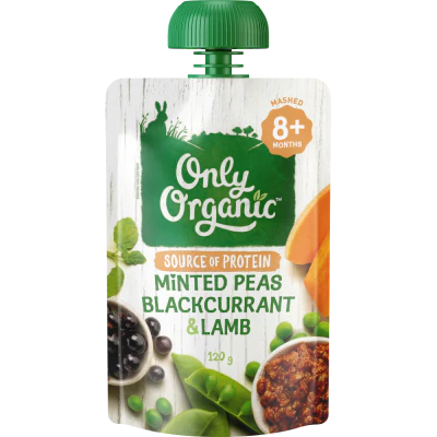 Only Organic Minted Peas Blackcurrant & Lamb 8+ Months 120g