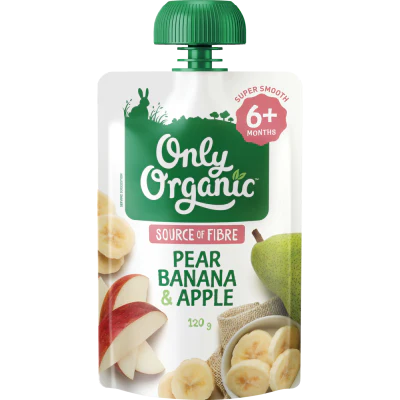 Only Organic Pear Banana & Apple 6+ Months 120g