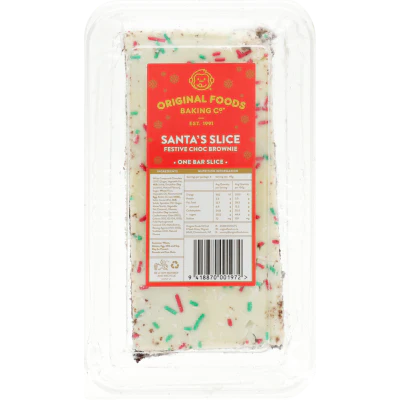 Original Foods Baking Co Santa's Slice Festive Choc Brownie 1pk