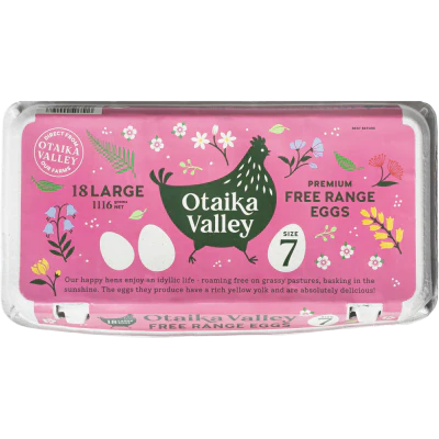 Otaika Valley Premium Free Range Size 7 Eggs 18pk