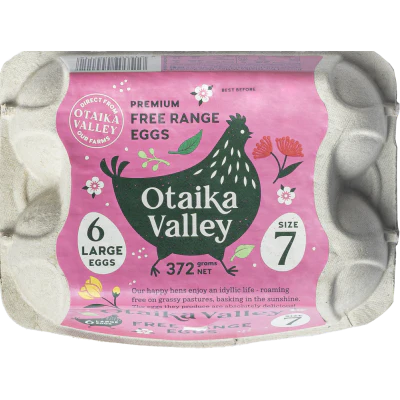 Otaika Valley Premium Free Range Size 7 Eggs 6pk