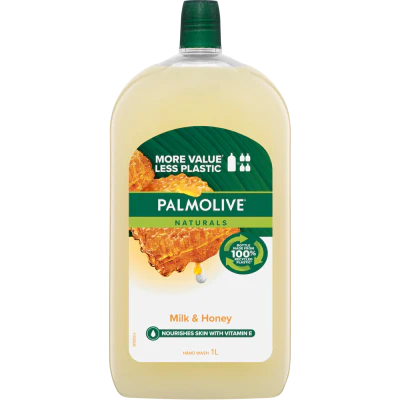 Palmolive Naturals Moisturising Milk & Honey Liquid Hand Wash Refill 1l