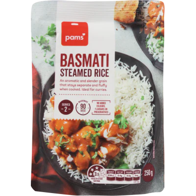 Pams Basmati Steamed Rice 250g