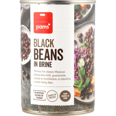 Pams Black Beans In Brine 410g
