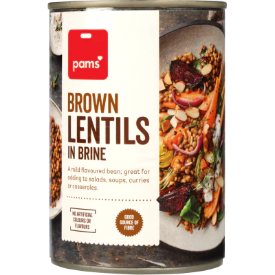 Pams Brown Lentils In Brine 400g
