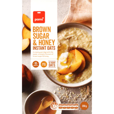 Pams Brown Sugar & Honey Instant Oats Sachets 10 x 35g