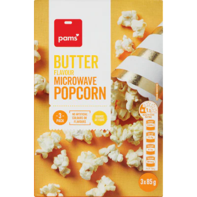 Pams Butter Flavour Microwave Popcorn 3 x 85g