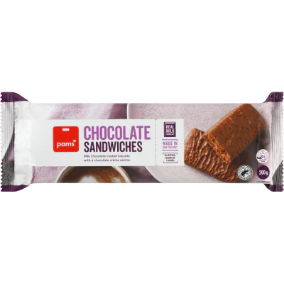 Pams Chocolate Sandwiches Biscuits 200g