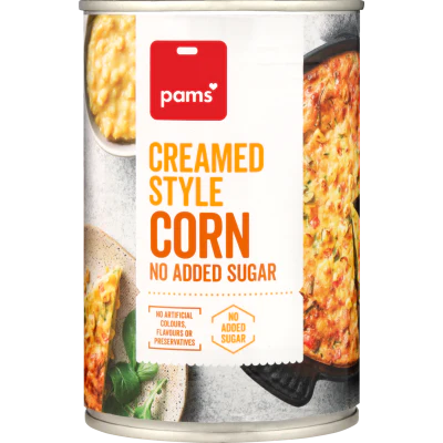 Pams Creamed Style Corn No Added Sugar 410g