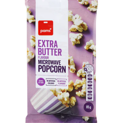 Pams Extra Butter Flavour Microwave Popcorn 85g