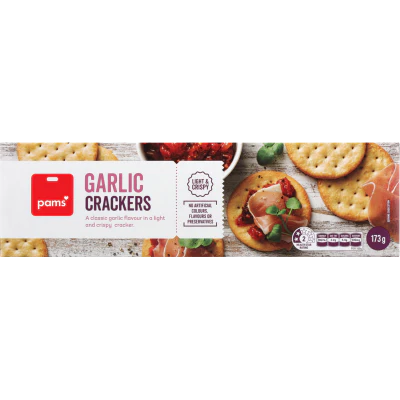 Pams Garlic Crackers 173g