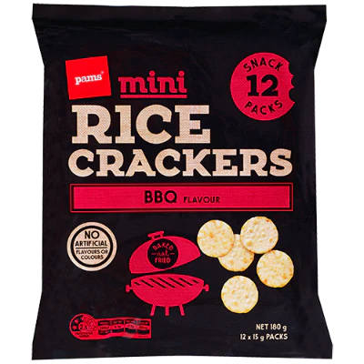Pams Mini Rice Crackers Barbeque 12pk