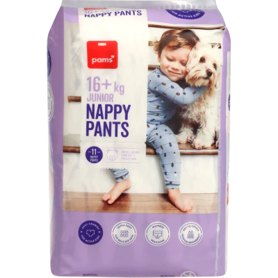 Pams Nappy Pants 16kg + Junior 11pk