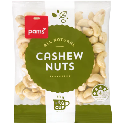 Pams Natural Cashew Nuts 70g