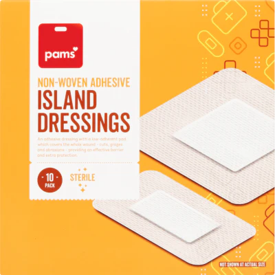 Pams Non Woven Adhesive Sterile Island Dressings 10pk
