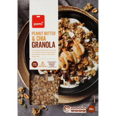 Pams Peanut Butter & Chia Granola 400g