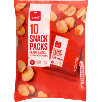 Pams Ready Salted Flavour Potato Chips Snack Packs 10 x 18g