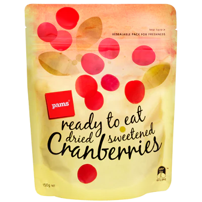 Pams Ready To Eat Dried Sweetened Cranberries 150g
