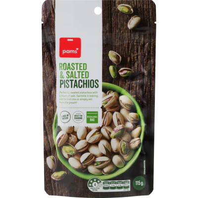 Pams Roasted & Salted Pistachios 115g