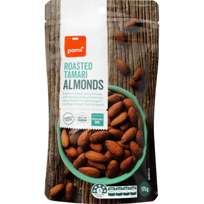 Pams Roasted Tamari Almonds 175g