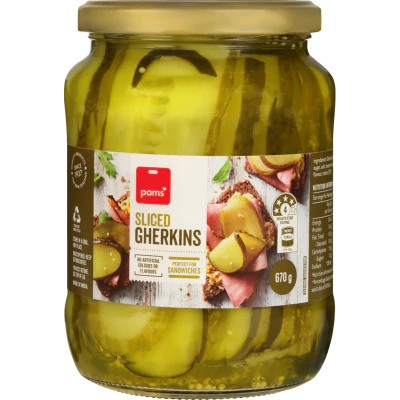 Pams Sliced Gherkins 670g