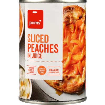 Pams Sliced Peaches In Juice 410g