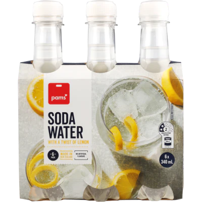 Pams Soda Water With A Twist Of Lemon 6 x 340ml