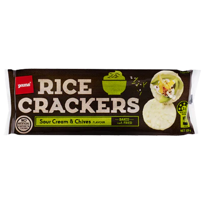 Pams Sour Cream & Chives Flavour Rice Crackers 100g